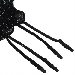 Subblime - 952174 Bodystocking Resille Avec Gants Et Diamants Noir Taille Unique